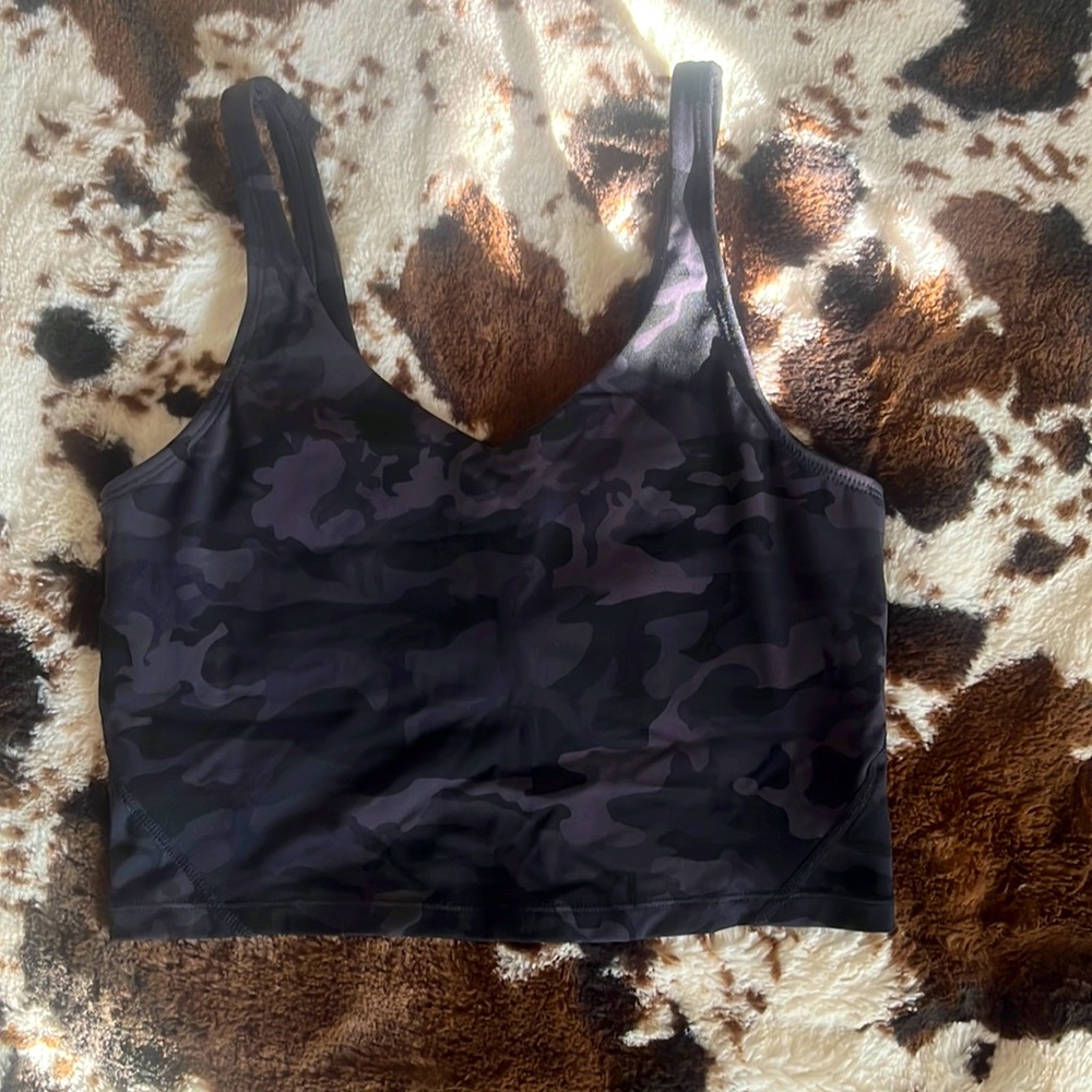 Camo print crop work out top. Worn once. Fits similar to Lulu Align crop.